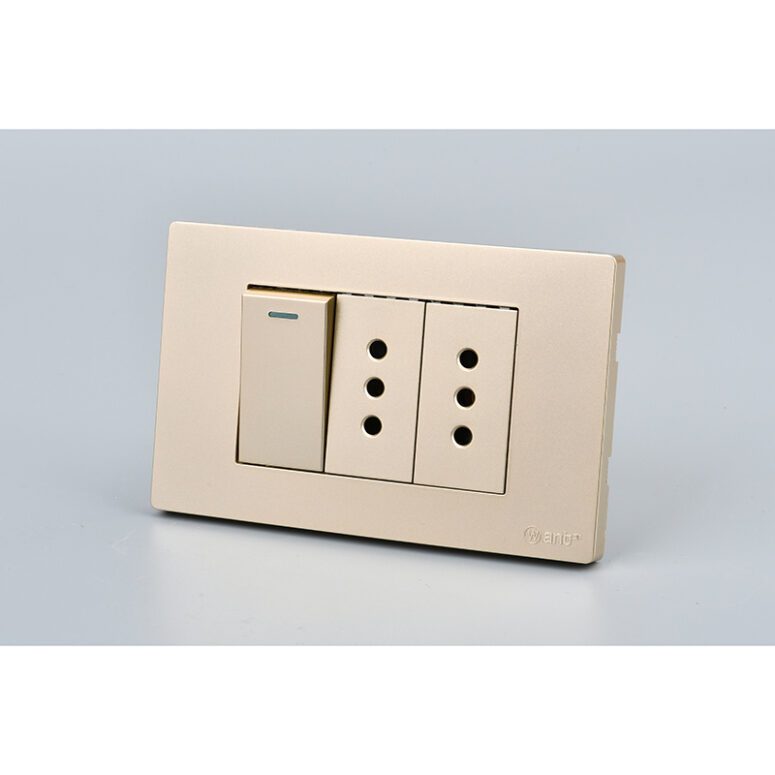 INTERRUPTOR*1 MET 9/12 16A+TOMACORRIENTE*2 10A GOLD 10PC