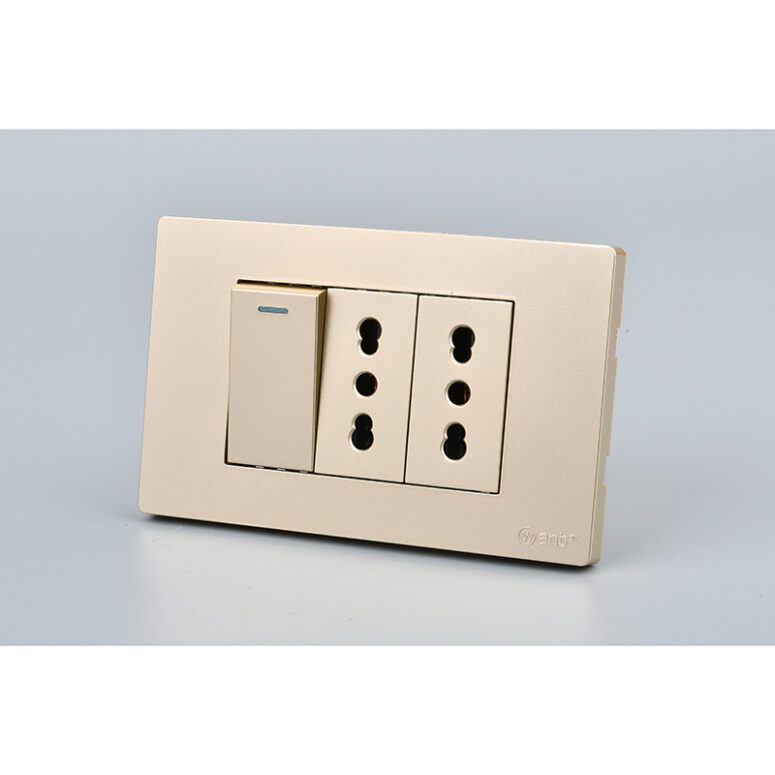 INTERRUPTOR*1 MET 9/12 16A+TOMACORRIENTE*2 16A GOLD 10PC