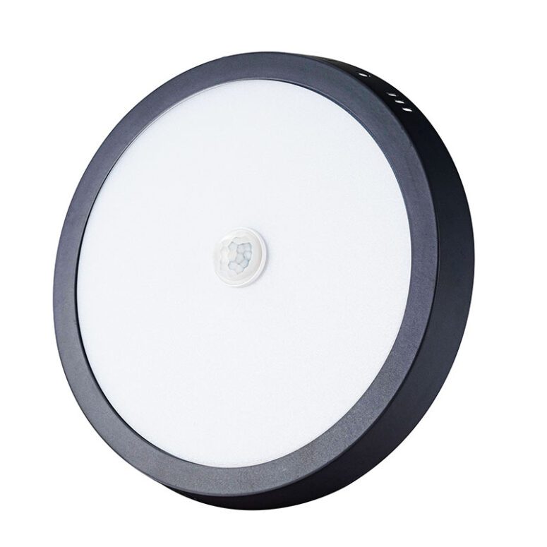 PANEL LED 12W ECO CON SENSOR NEGRO SOBREPUESTO REDONDO